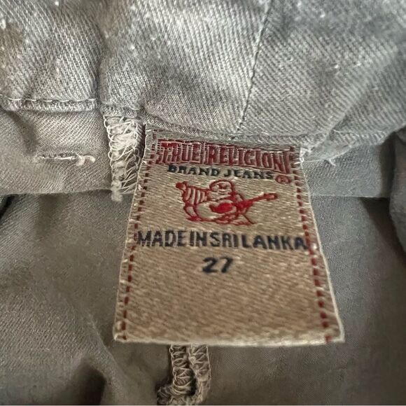 True Religion Casual Flat Front Khaki Gray Mid Rise Pants Size 27 - Picture 3 of 8